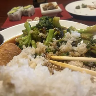 Garlic broccoli and avocado rolls.