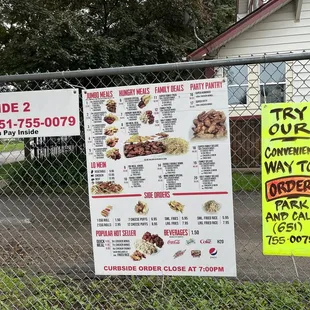 Curbside Menu