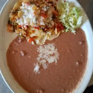 Huevos rancheros with beans