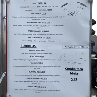 Menu (top half)