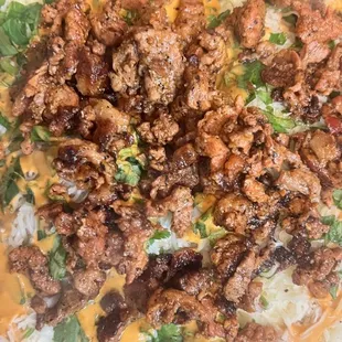 An LA Quesadilla before the tortilla. Grilled cheese, cilantro, meat (optional), and chipotle crema.