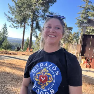 Iris enjoying the backdrop of our working environment, in the mountains of Georgetown.