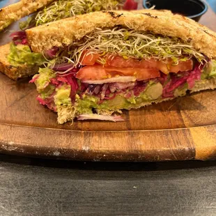 Avacado and chickpea sandwich