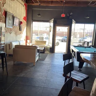 a pool table and a pool table