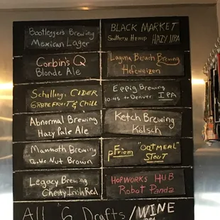 Beer menu