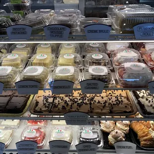 Some desserts are boxed to preserve freshness. Others are just so tempting looking in the glass shelves