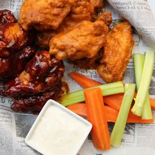 Pub Chicken Wings - bone-in or boneless.