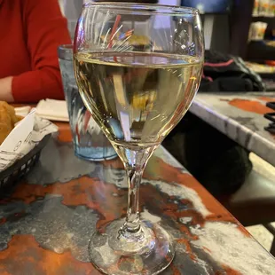a glass of white wine