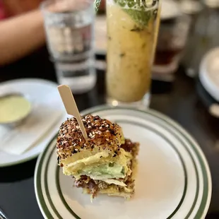 A section of the burger and drink: Howl at the moon