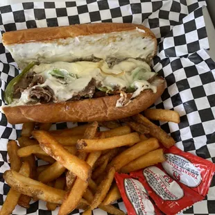 a sandwich and french fries