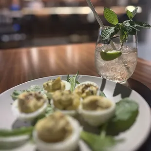 Hugo and Togarashi Deviled Eggs