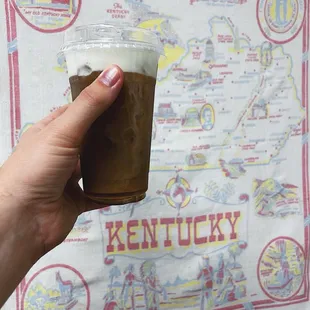 Best lattes I've ever had! This is the Connersville (local name reference) it's butterscotch and caramel, I added cold foam to mine!