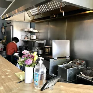 the kitchen of a restaurant