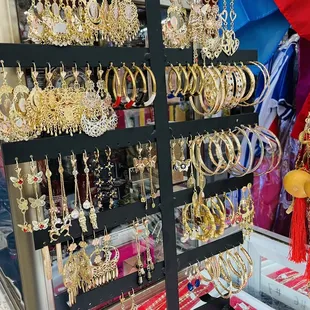 a display of earrings