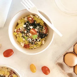 Spinach Tomato Egg Bowl