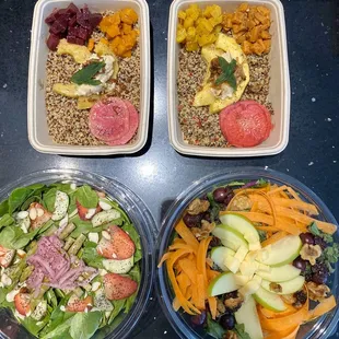 Harvest Bowls, sunny apple salad and spinach strawberry salad