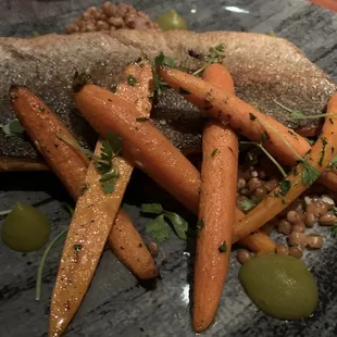 Trout and Steamed Carrots