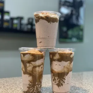 Strawberry Shake w Mocha Swirl 
A customer favorite