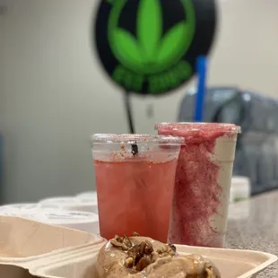 Protein Donut day every Friday! 
PB &amp; J shake with a Pom Bomb lifted Tea