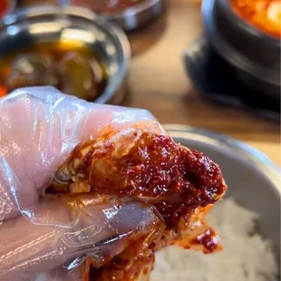 Spicy raw marinated crab