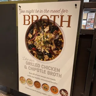 a sign for broth