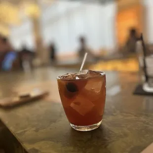 a drink on a table