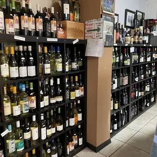 shelves of wine