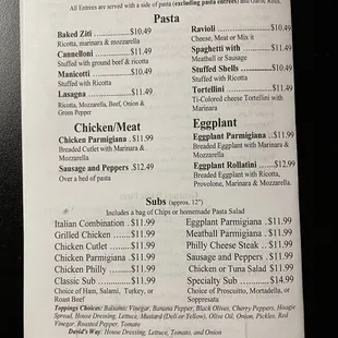 menu
