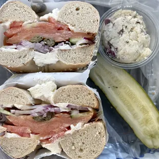 Nova Lox Sandwich with potato salad