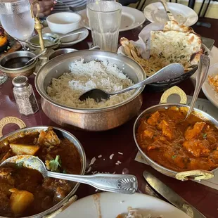 various dishes of food on a table