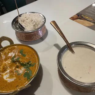 Paneer Tika Masala, Raita, Basmati Rice