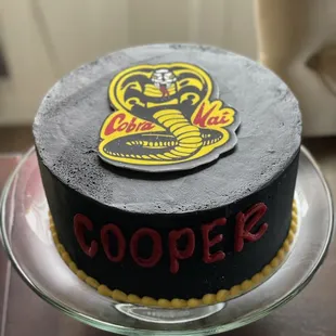 Cobra Kai themed birthday cake