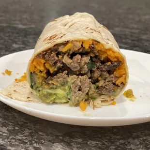 Inside asada super burrito