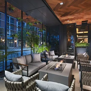 Curated patio with firepits