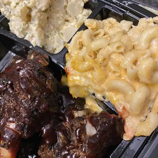 Great BBQ port ribs with sides, the best Mac n cheese and potato salad was ok