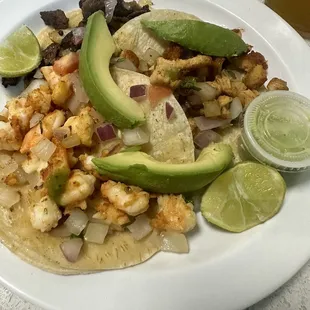 Trio tacos shrimp, steak and chicken