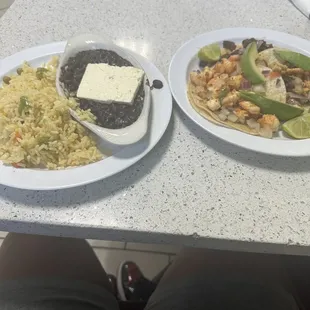 two plates of food on a table