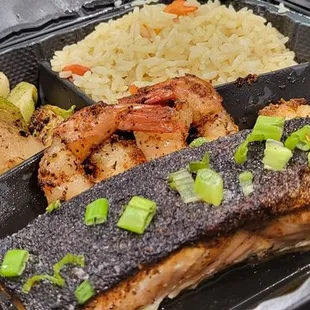 Cajun salmon platter