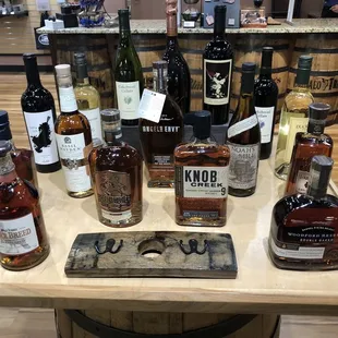 a variety of liquors on display