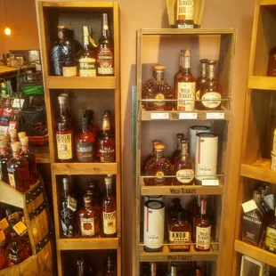 shelves of liquor in a liquor shop