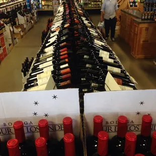 rows of wine bottles