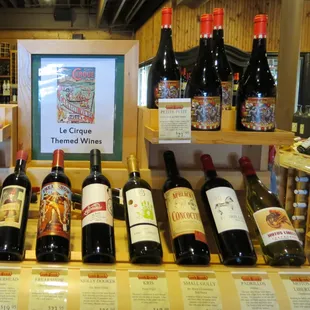 a display of wine bottles