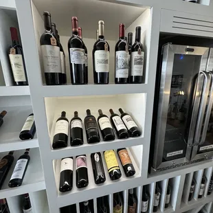 a display of wine bottles
