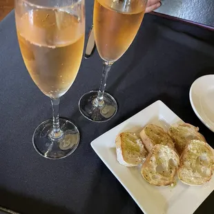 Complimentary champagne toast for our anniversary