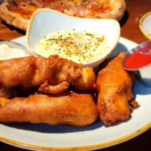 Fish &amp; Chips with Mac &amp; Cheese