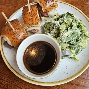 French dip and side Ceasar salad
