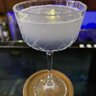 a glass filled with a drink