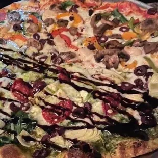 Enjoy a build your own or specialty pizza or half n half at Cork N Crust.