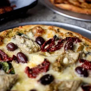 Mediterranean pizza at the Cork N Crust.