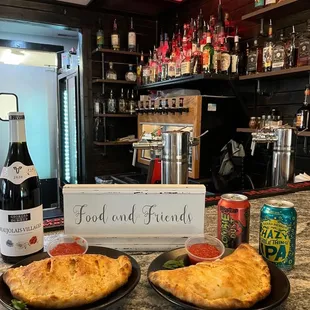 Calzones fired on a stone oven at the Cork N Crust.
